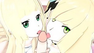 Threesome Lilie x Lusamine Pokemon Hentai Uncensored