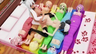 Wrapped in Lesbian Pride (Yuri Bondage Sex/Foot Fetish) - 3D MMD