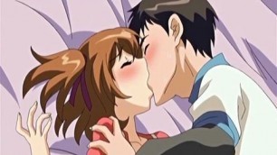 Busty anime coed first time kissing and sex