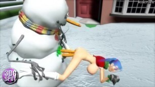 Snowman fucked in two holes at once young beauty
