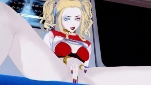 Harley Quinn fingers her pussy on the subway. DC Hentai