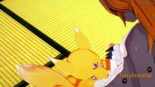 Digimon Hentai - Taomon & Grey Fox blowjob handjob boobjob and fucked with multiples cumshot 1/2