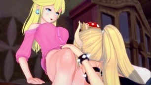 Bowsette eating Peach's pussy before they trib. Mario Hentai.