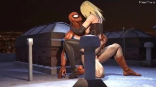 Spider Man dragged his new girlfriend to the roof and fucked her well