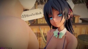 Peachy Beach Pt 2, 3D Hentai Bikini Maid, Hibiki, gets fucked in the mouth, between big tits and tight pussy!