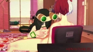 Boku No Hero Hentai - Tsuyu Asui (Froppy) & Todoroki Shoto Having Sex in her room. Handjob, Blowjob & Fucked with creampie 1/2