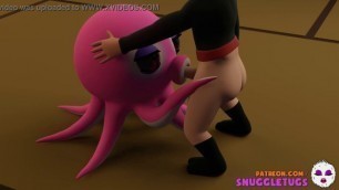 Ninja and OctoGirl Octopus Japanese 3D Hentai t. Cartoon blowjob