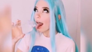Silly Earth-chan Belle Delphine gets hydrated wrongly [Hot Water Ahegao]