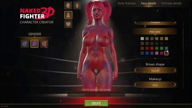 Naked Fighter 3D [SFM Hentai game] wretsling mixed sex fight with giant tatoed red skin girl