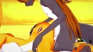 Digimon Hentai - Taomon & Grey Fox Hard Sex &lbrack;Boobjob&comma; handjob&comma; blowjob and fucked&rsqb; - Japanese Asian Manga anime game porn Yiff