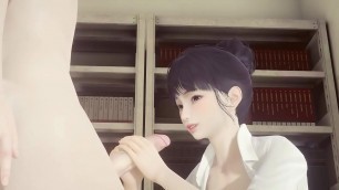 Hentai Uncensored - Shoko jerks off and cums on her face and gets fucked while grabbing her tits - Japanese Asian Manga Anime Game Porn
