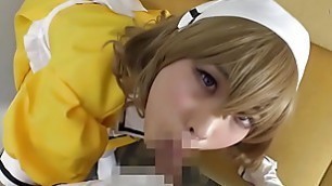[720p] [HentaiCosplay] In the costume of a cafe clerk with sister attributes, she masturbates privately and then she gives blow job, hand job, and smata then a huge cumshot in her mouth! - Free 720p