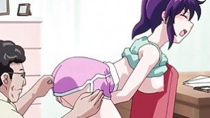 Cute hentai beauty with purple hair enjoys sex (uncensored)