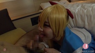 [HentaiCosplay] Beautiful blonde haired cosplayer in uniform, Ichika Ayamori, gives a thick blowjob! She finishes with a hand jo