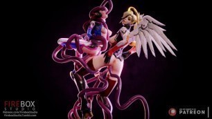 D.va and Mercy fucked by tentacles