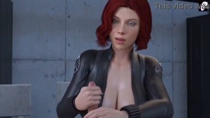 (4K) Scarlett Johansson finds herself in front of an erect penis and decides to masturbate it to make him cum | Hentai 3D