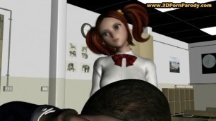3D anime schoolgirl bangs her teacher