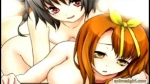 Two 3d shemale hentai coed fucking each others
