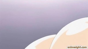 Her big floppy anime tits squirt milk as she rides cock