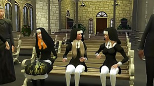 Catholic Fathers Abuse and Fuck the New Innocent Nuns in the Temple 3D Porn Hentai
